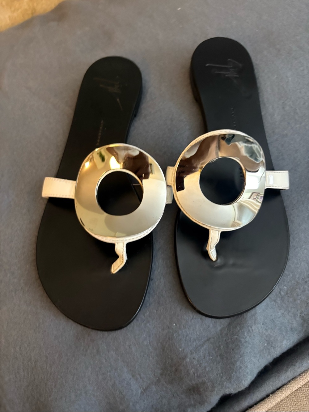 Giuseppe Zanotti White and Black Women's Leather Sandals